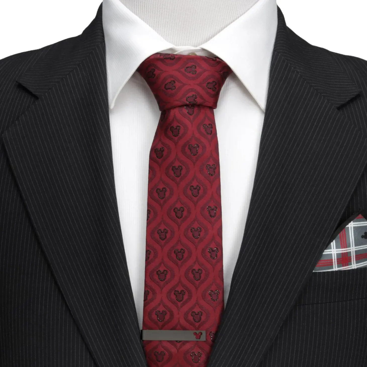 Disney Mickey Mouse Holiday Metallic Black Silk Men's Tie