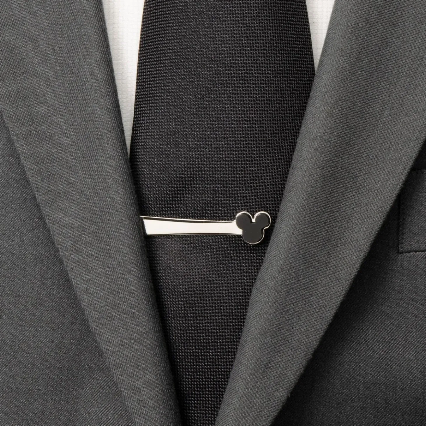 Disney Mickey Mouse Onyx Stainless Steel Tie Bar