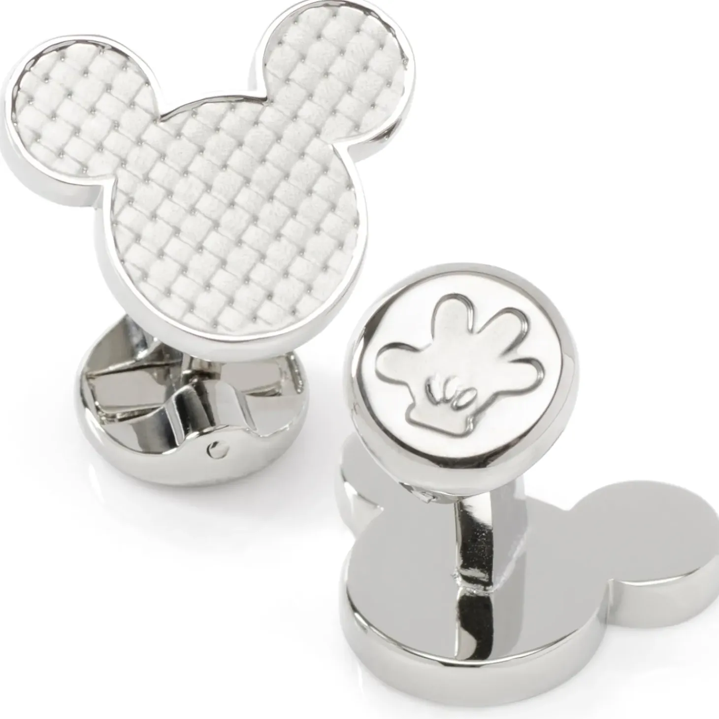 Disney Mickey Mouse Silhouette Basket Weave Cufflinks