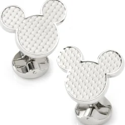 Disney Mickey Mouse Silhouette Basket Weave Cufflinks