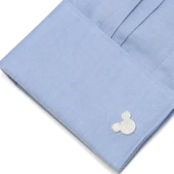 Disney Mickey Mouse Silhouette Basket Weave Cufflinks