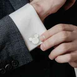 Disney Mickey Mouse Silhouette Basket Weave Cufflinks