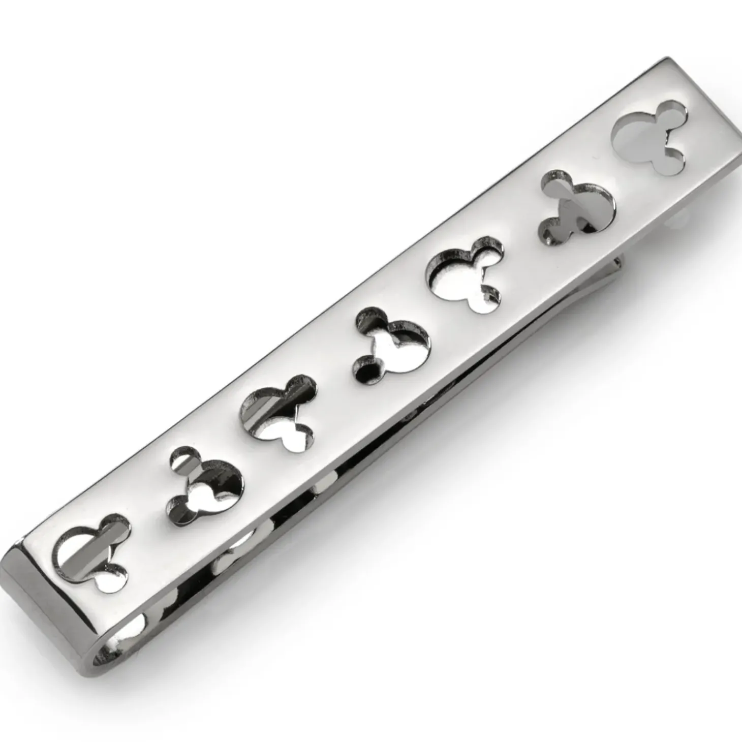 Disney Mickey Mouse Silhouette Cutout Message Silver Tie Bar