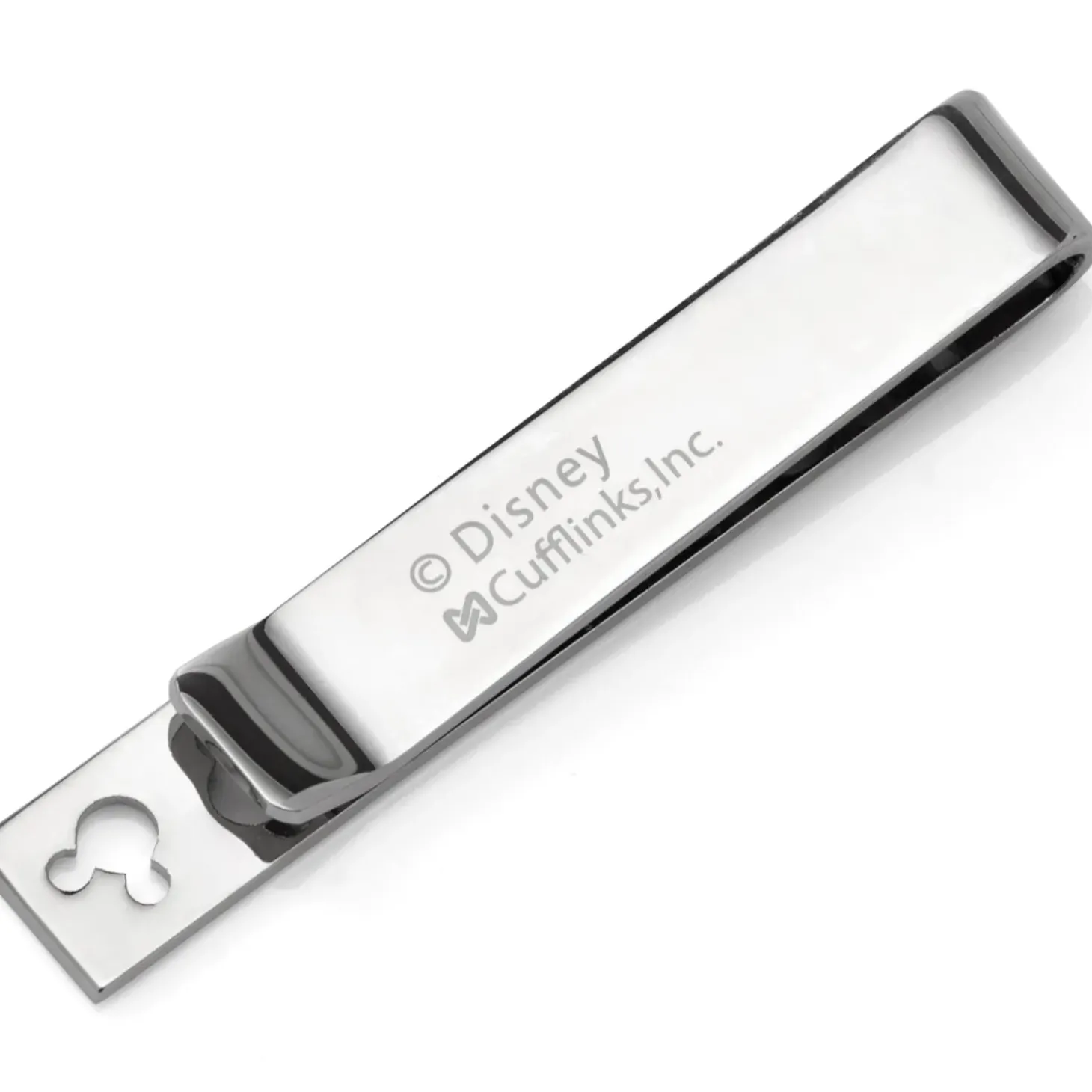 Disney Mickey Mouse Silhouette Cutout Message Silver Tie Bar