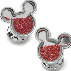 Disney Mickey Mouse Silhouette Red Caviar Bead Cufflinks