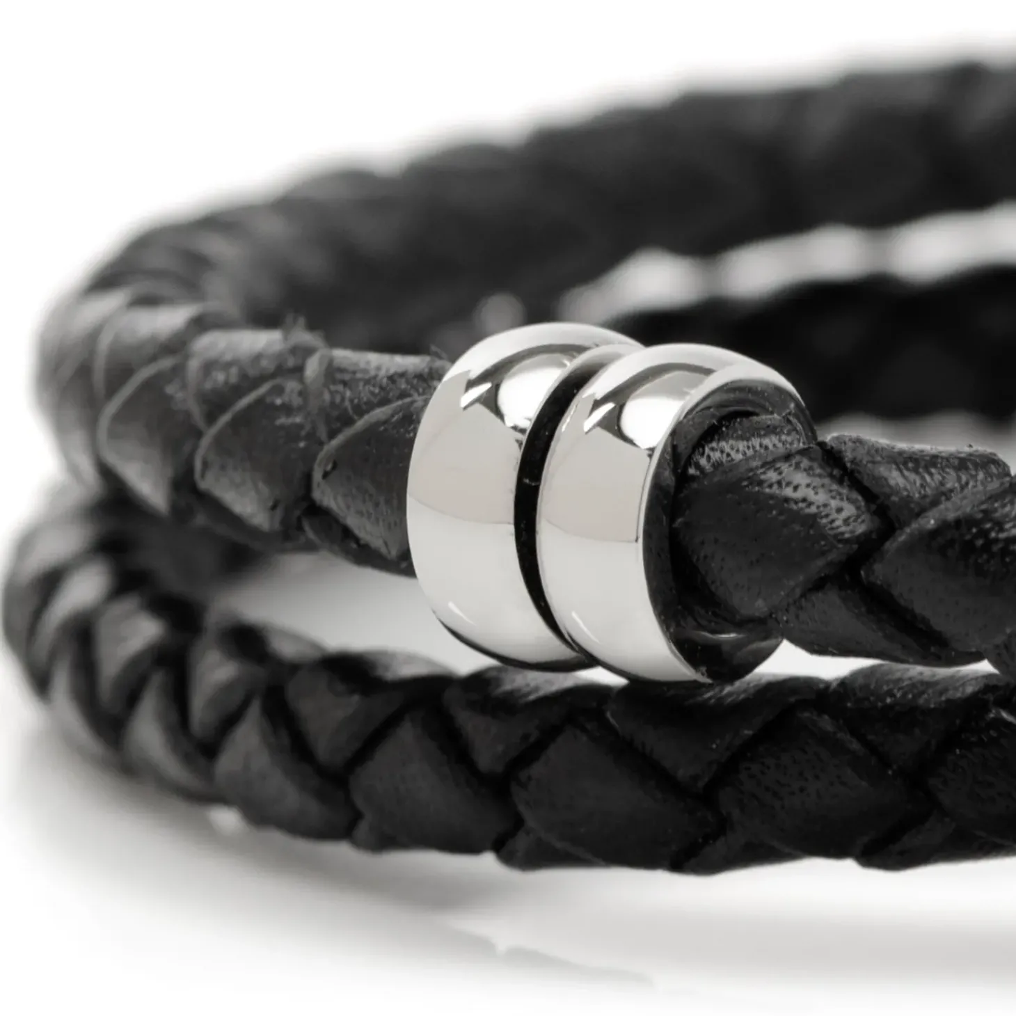 Disney Mickey Silhouette Black Double Wrapped Leather Bracelet