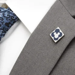 Disney Mickey Silhouette Blue Sock and Mickey Blue Lapel Pin Gift Set