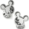 Disney Mickey Silhouette Floating B/W Crystal Stainless Steel Cufflinks