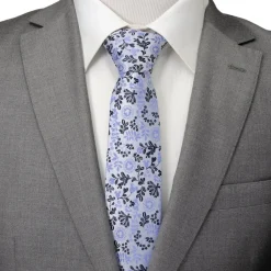 Disney Mickey Silhouette Floral Blue White Tie