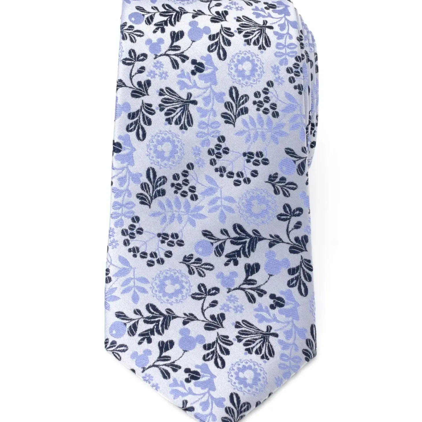 Disney Mickey Silhouette Floral Blue White Tie