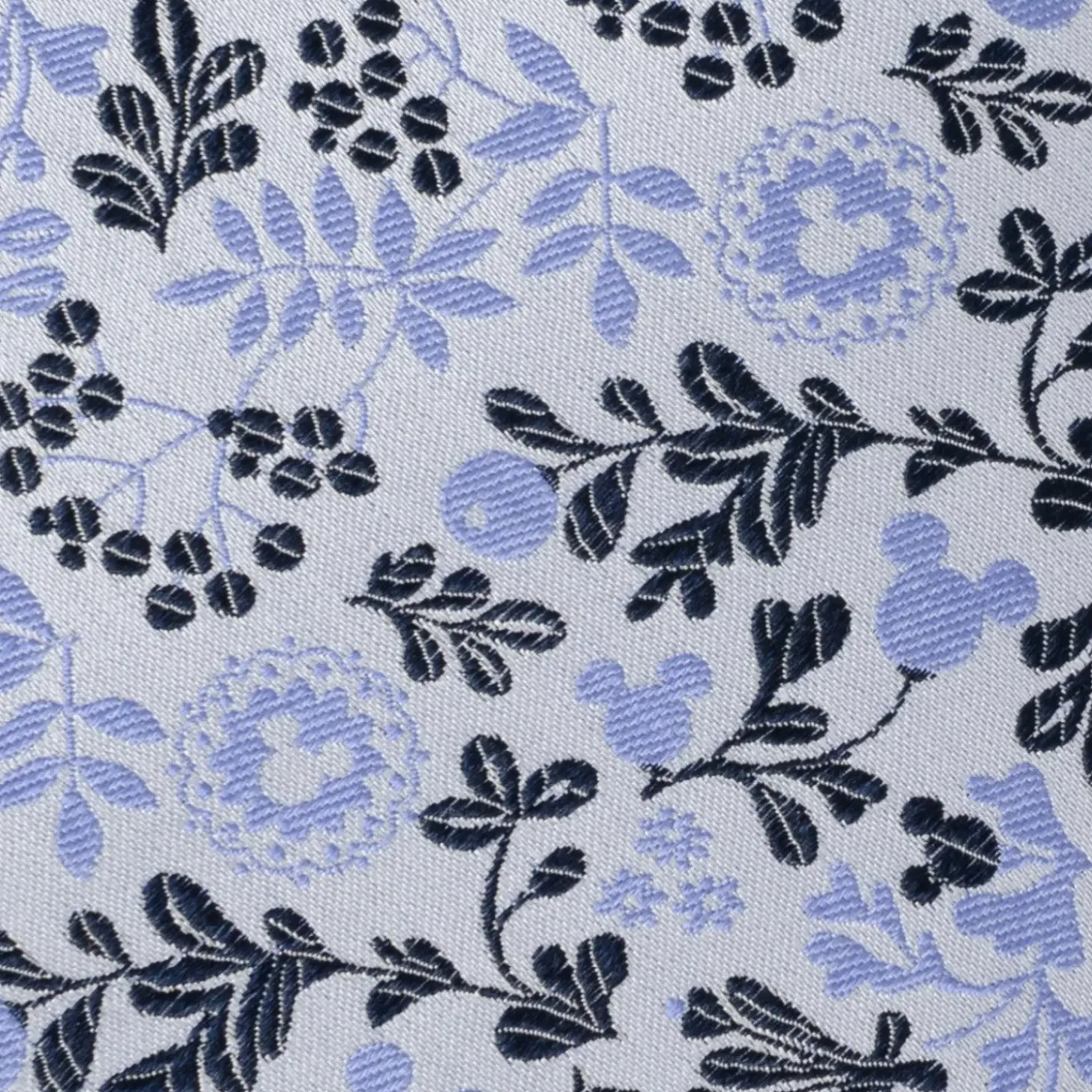 Disney Mickey Silhouette Floral Blue White Tie