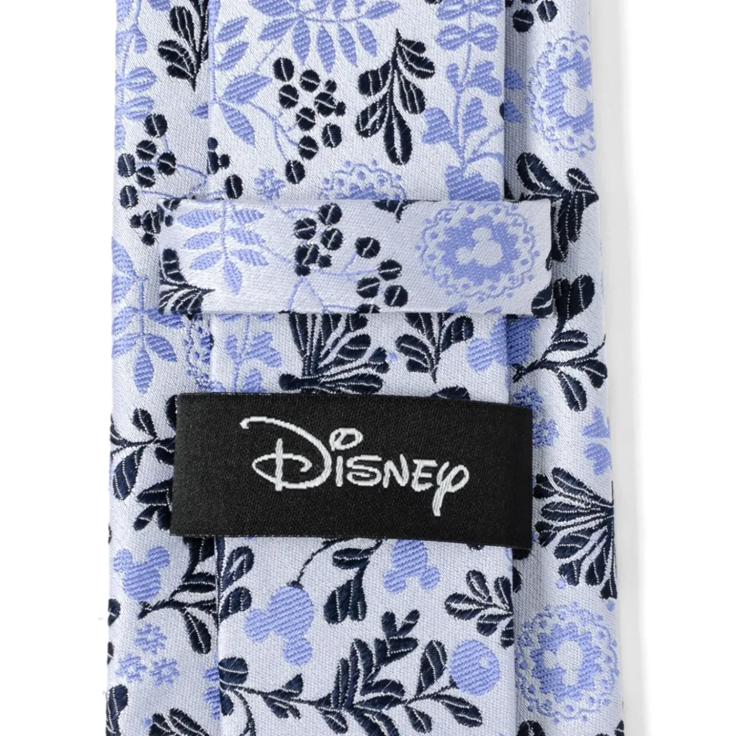 Disney Mickey Silhouette Floral Blue White Tie
