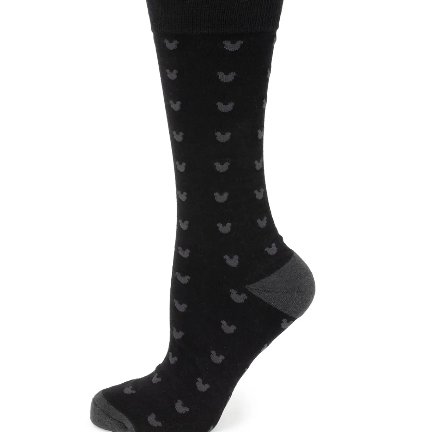Disney Mickey Silhouette Motif Black Sock and Mickey Blue Lapel Pin Gift Set