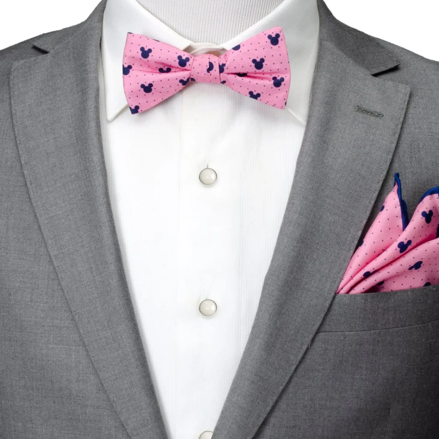 Disney Mickey Silhouette Pink Dot Pre-tied Bow Tie