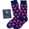 Disney Mickey Silhouette Pink Sock and Mickey Blue Lapel Pin Gift Set