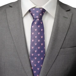 Disney Mickey Silhouette Purple Pink Dot Tie