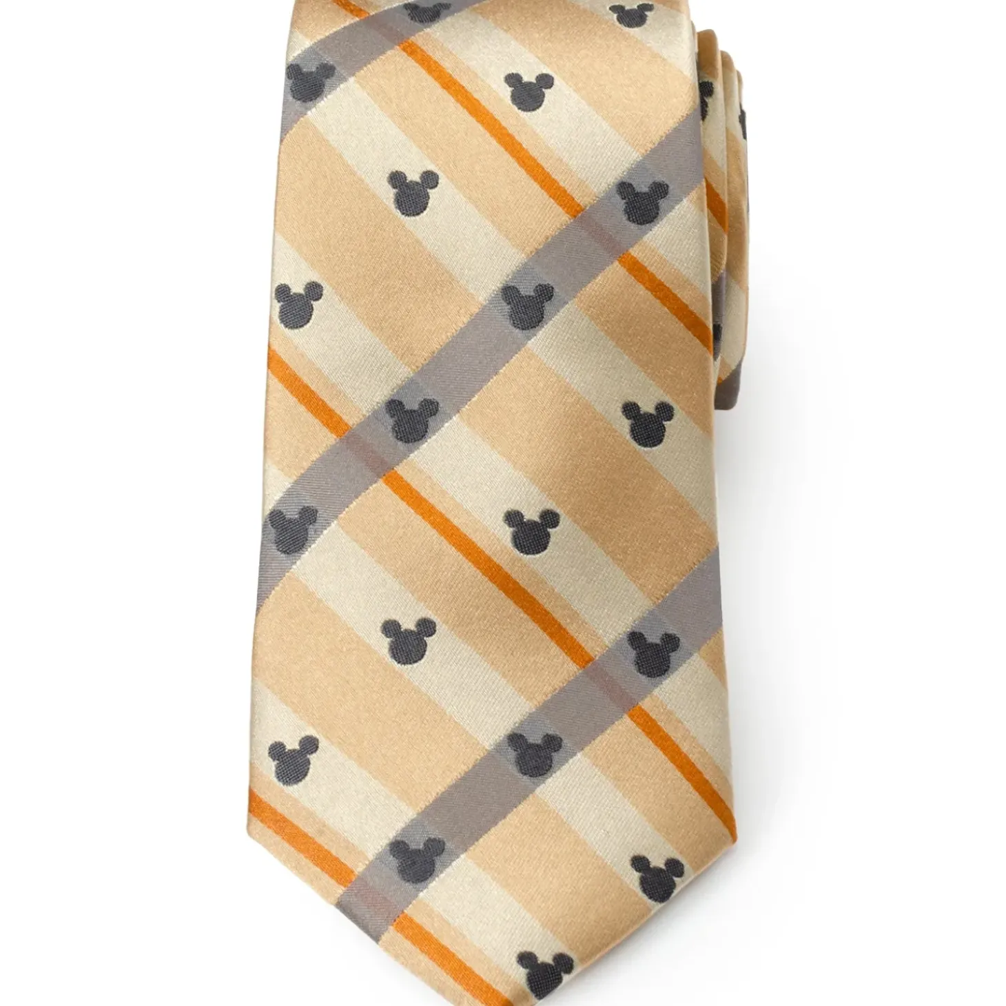 Disney Mickey Silhouette Tan Plaid Tie