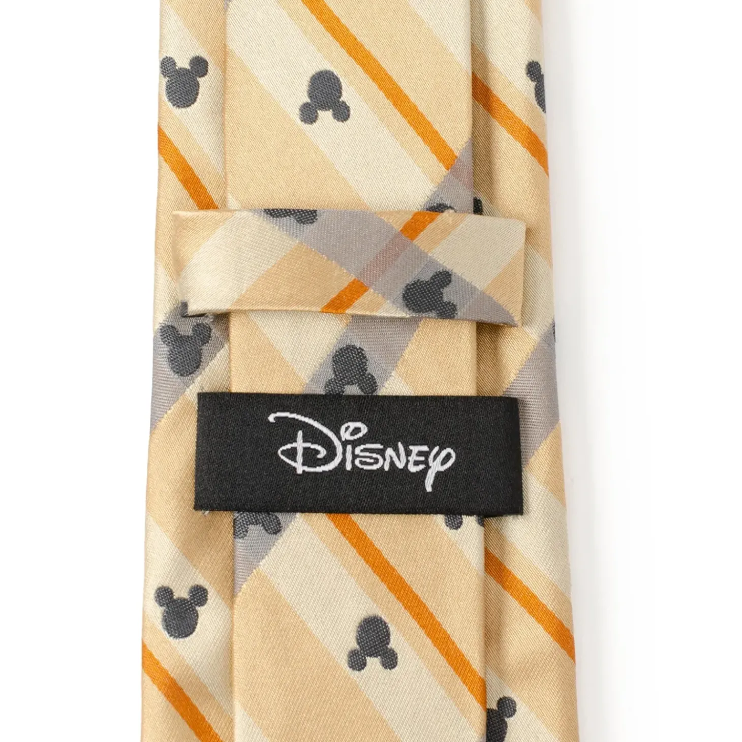 Disney Mickey Silhouette Tan Plaid Tie