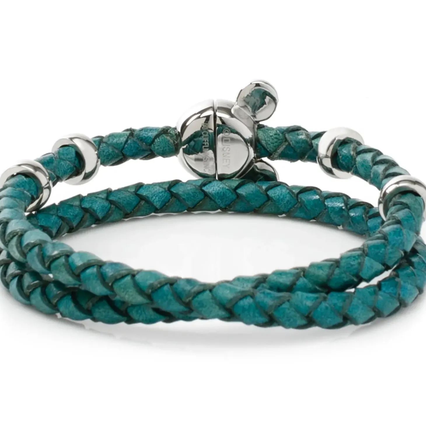 Disney Mickey Silhouette Teal Double Wrapped Leather Bracelet