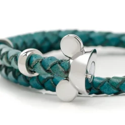 Disney Mickey Silhouette Teal Double Wrapped Leather Bracelet