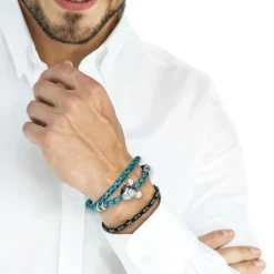 Disney Mickey Silhouette Teal Double Wrapped Leather Bracelet