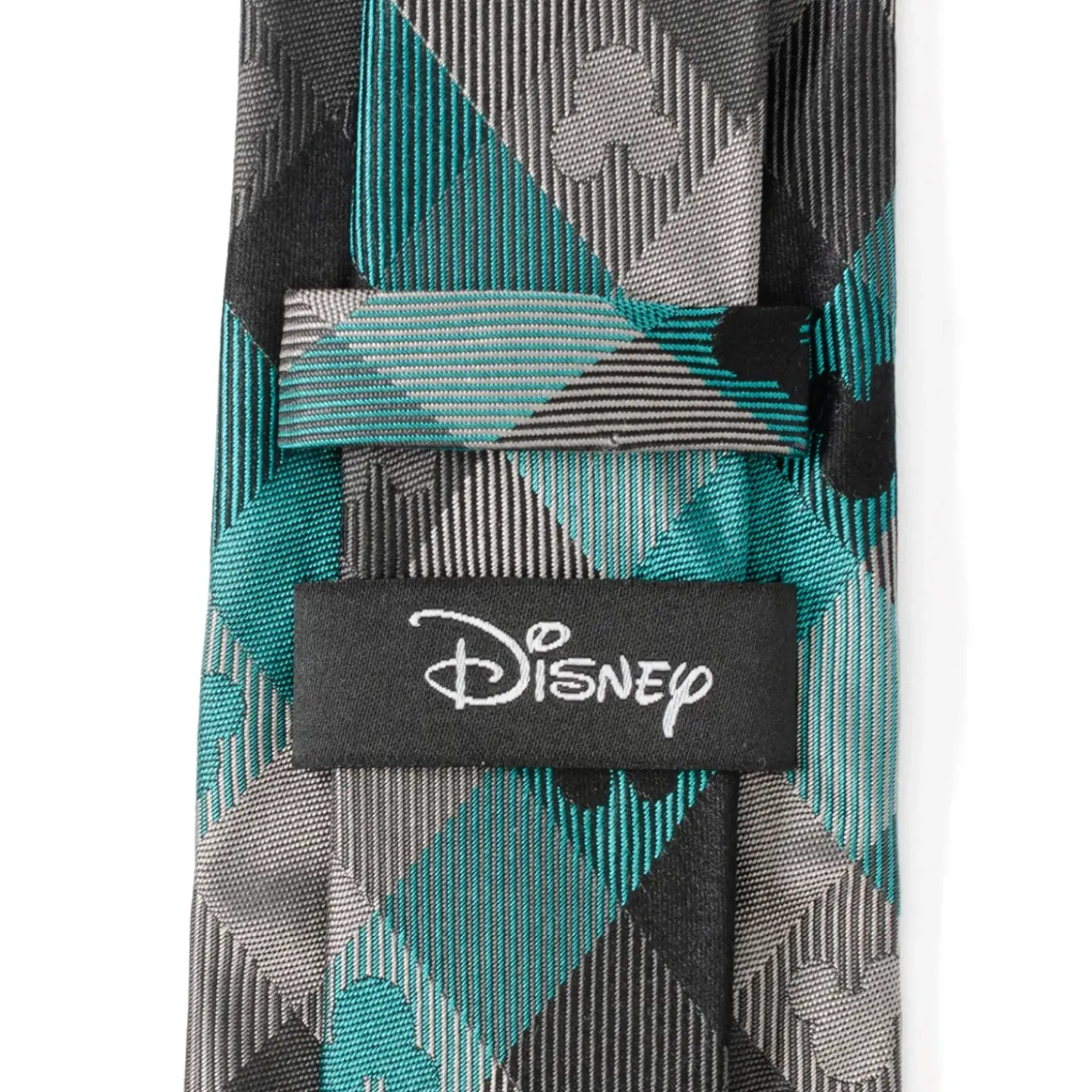 Disney Mickey Silhouette Teal Plaid Men's Tie