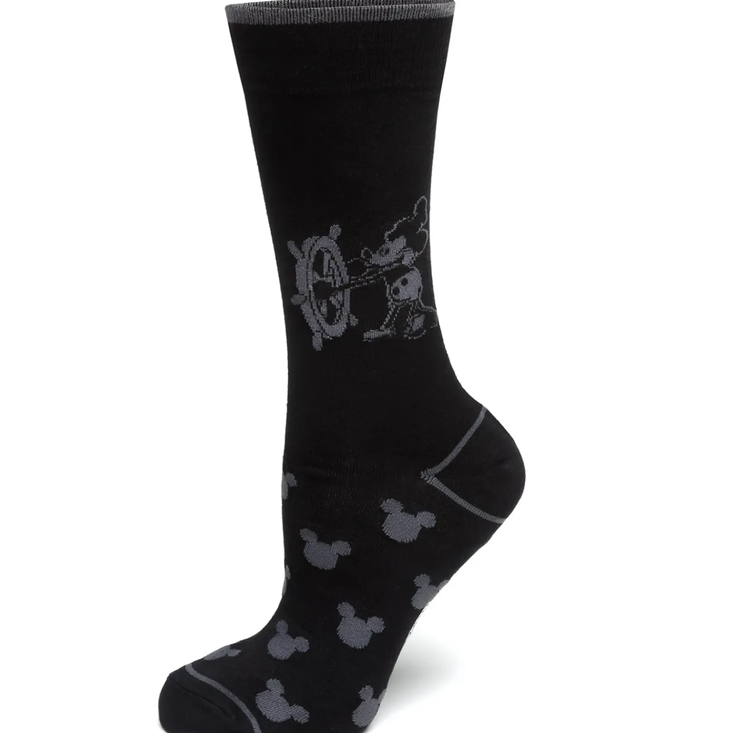 Disney Mickey Steamboat Willie Sock and Mickey Blue Lapel Pin Gift Set