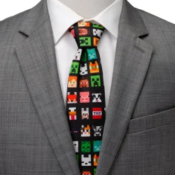 Minecraft Character Black Men's Tie