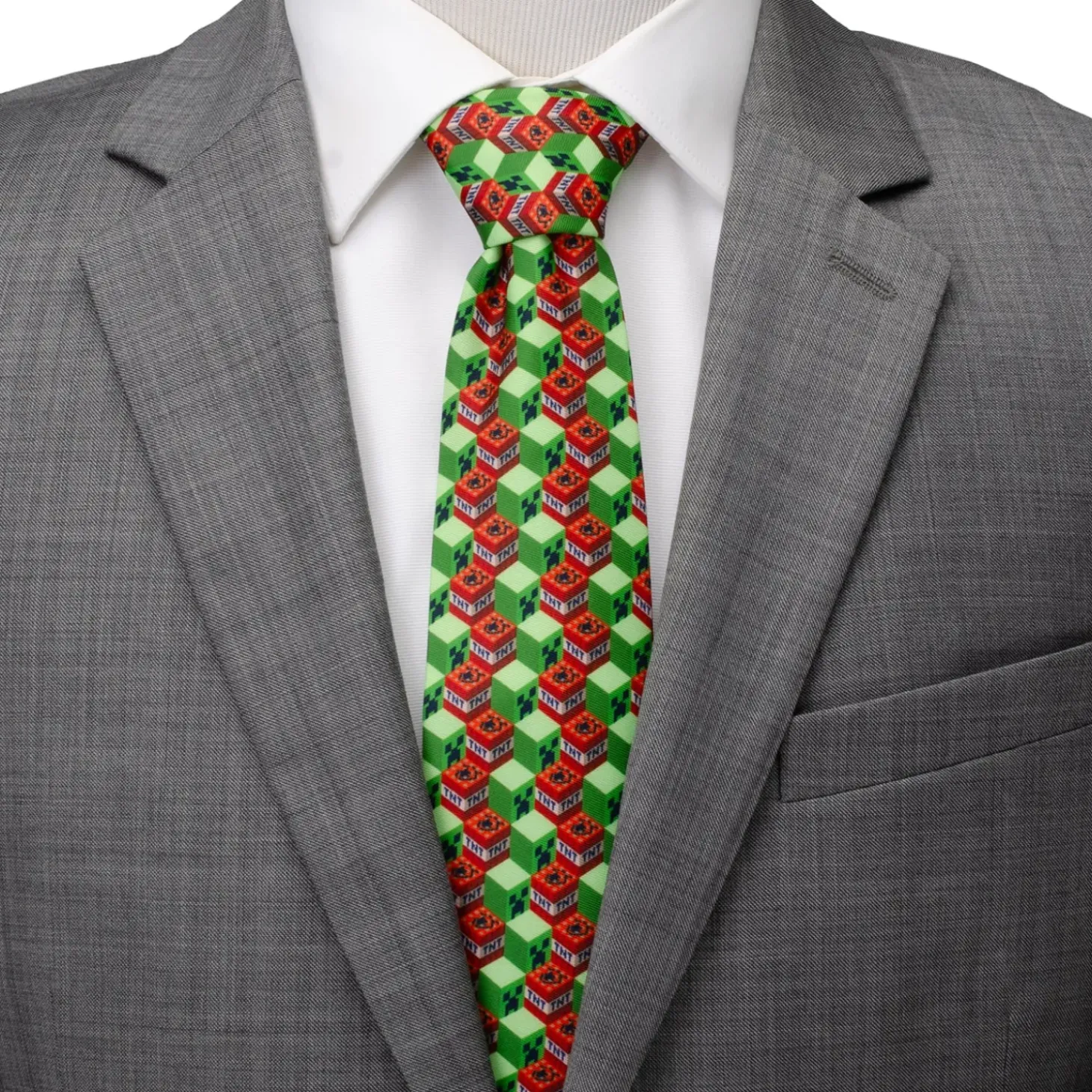 Minecraft Creeper TNT Isometric Green Men's Tie