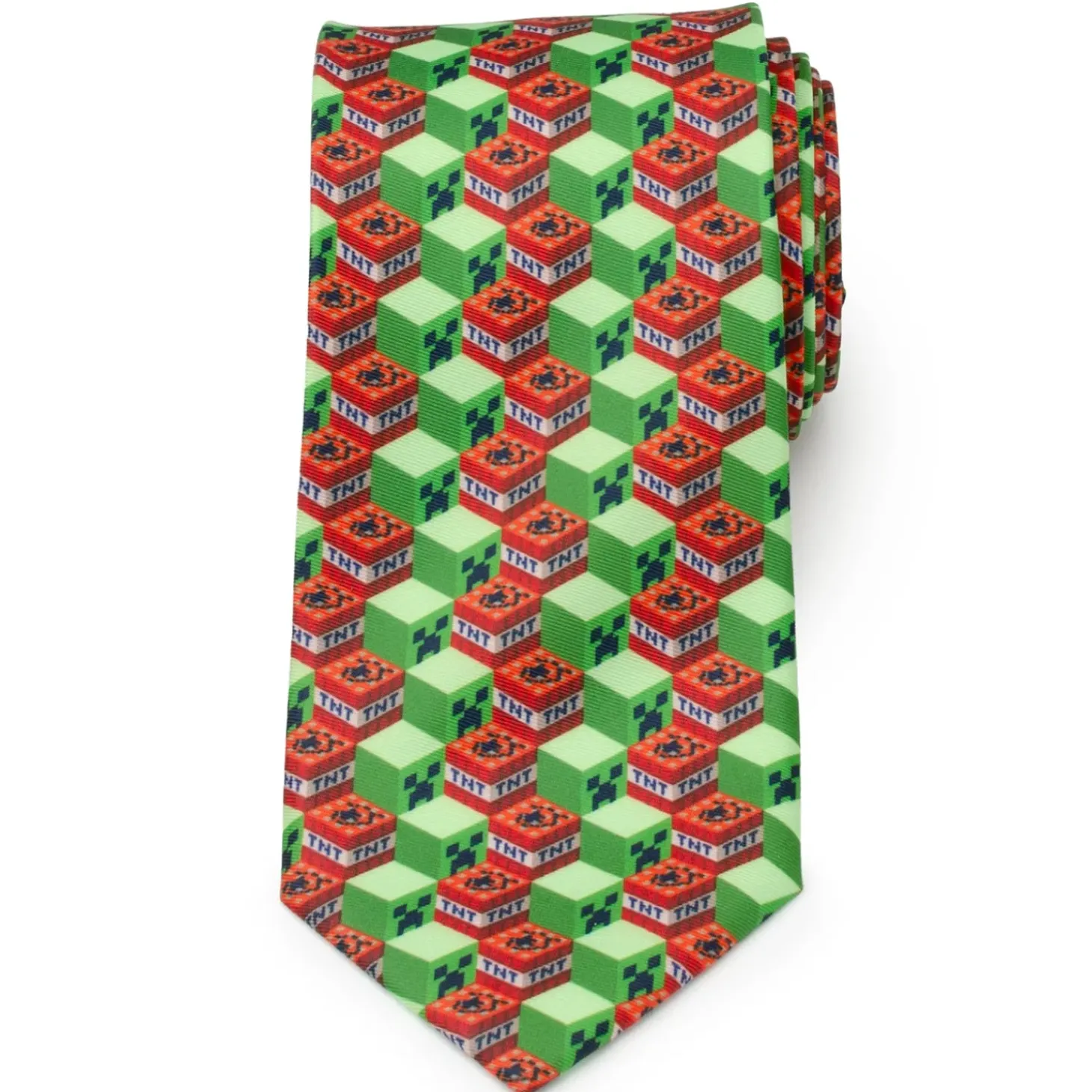 Minecraft Creeper TNT Isometric Green Men's Tie