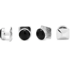 Ox and Bull Trading Co. Mixed Pave Crystal and Onyx Stud Set