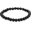 Jan Leslie 6mm Black Lava Rock Beaded Elastic Bracelet