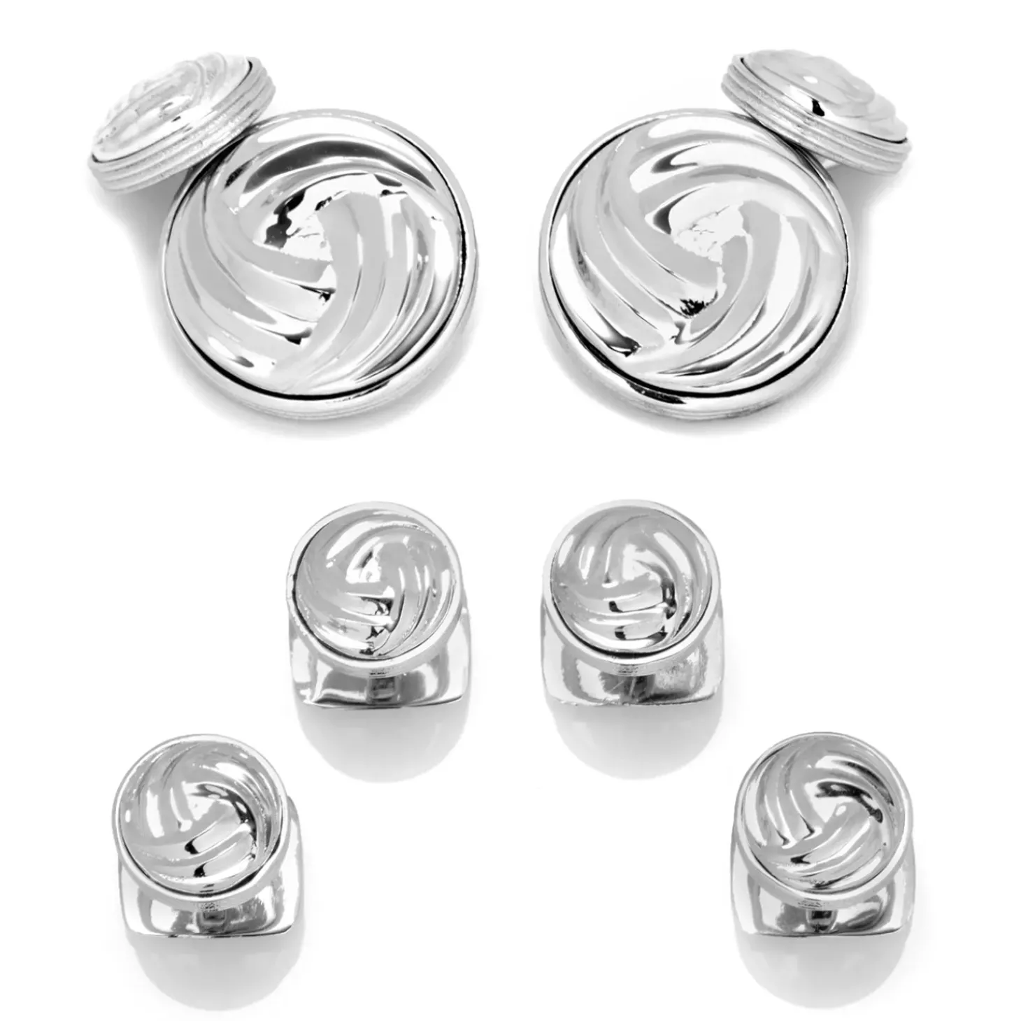 Ox and Bull Trading Co. Modern Knot Sterling Silver Cufflinks and Stud Set