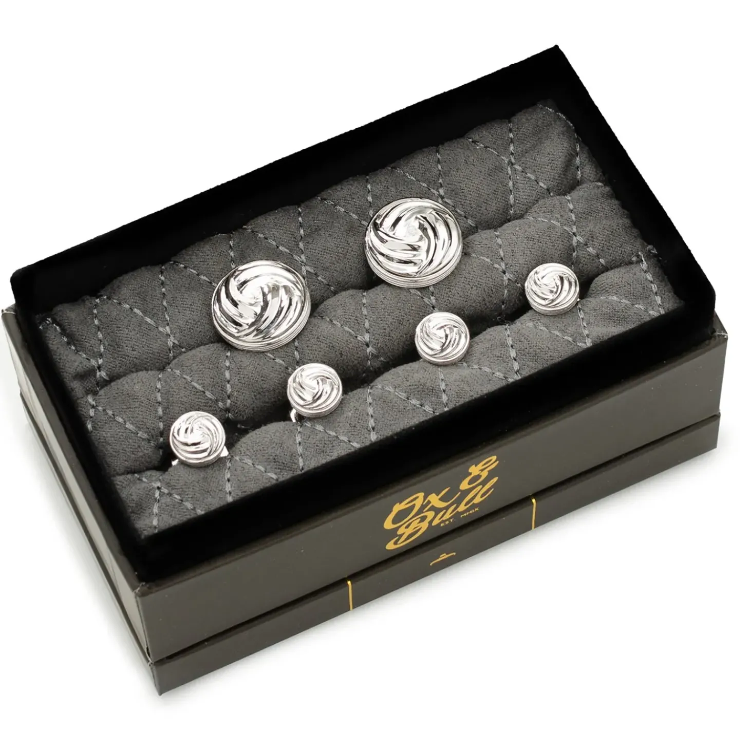 Ox and Bull Trading Co. Modern Knot Sterling Silver Cufflinks and Stud Set