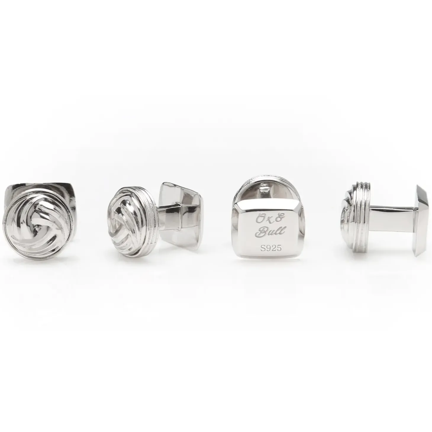 Ox and Bull Trading Co. Modern Knot Sterling Silver Cufflinks and Stud Set