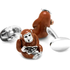 Jan Leslie Monkey with Reading Glasses and Book Cufflinks
