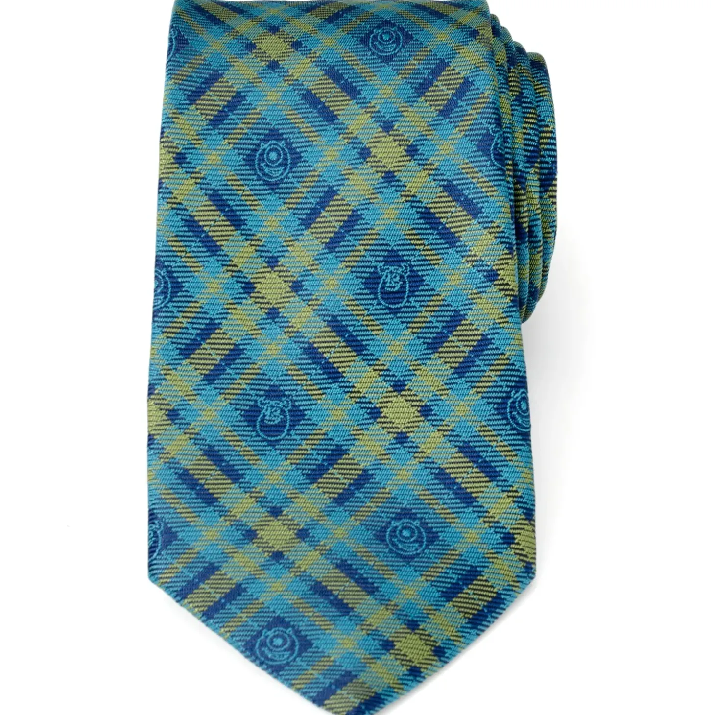 Disney Monsters Inc Plaid Blue Green Tie