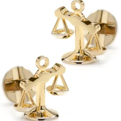 Ox and Bull Trading Co. Moving Parts Gold Scales of Justice Cufflinks