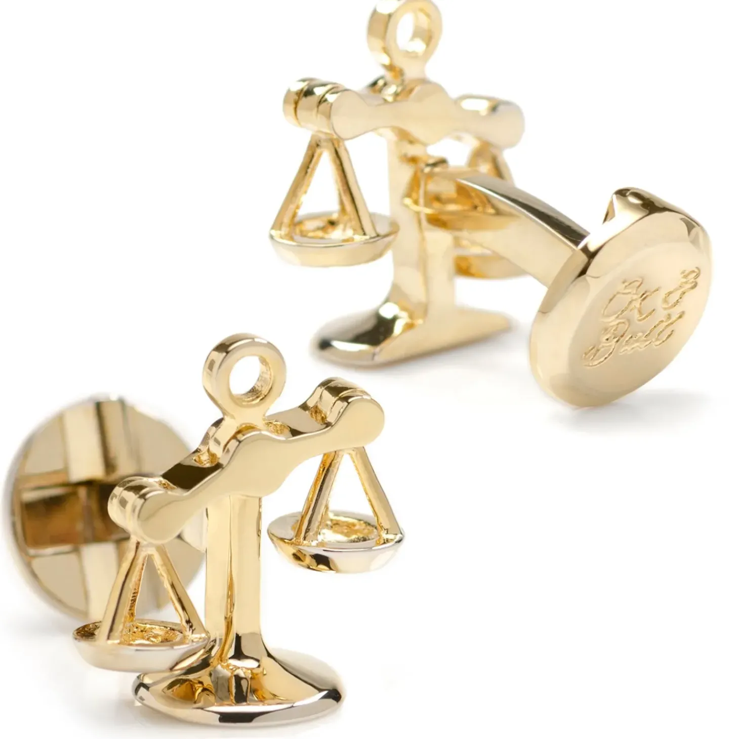 Ox and Bull Trading Co. Moving Parts Gold Scales of Justice Cufflinks