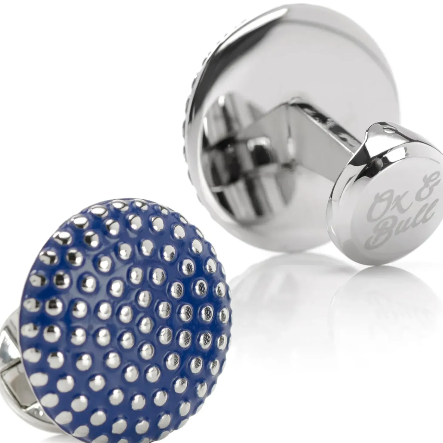 Ox and Bull Trading Co. Navy Circle Dot Texture Cufflinks