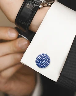 Ox and Bull Trading Co. Navy Circle Dot Texture Cufflinks