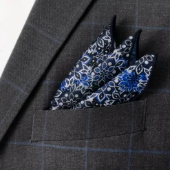 Ox and Bull Trading Co. Navy Floral Pocket Square