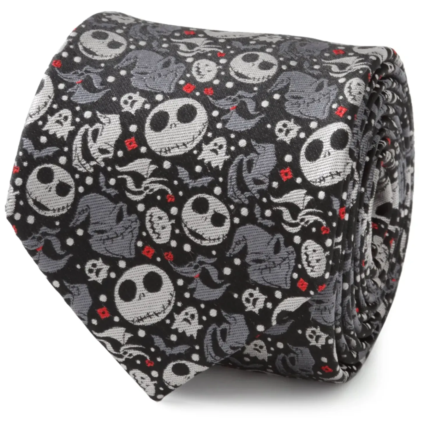 Disney Nightmare Before Christmas Black Gray Pattern Men's Tie