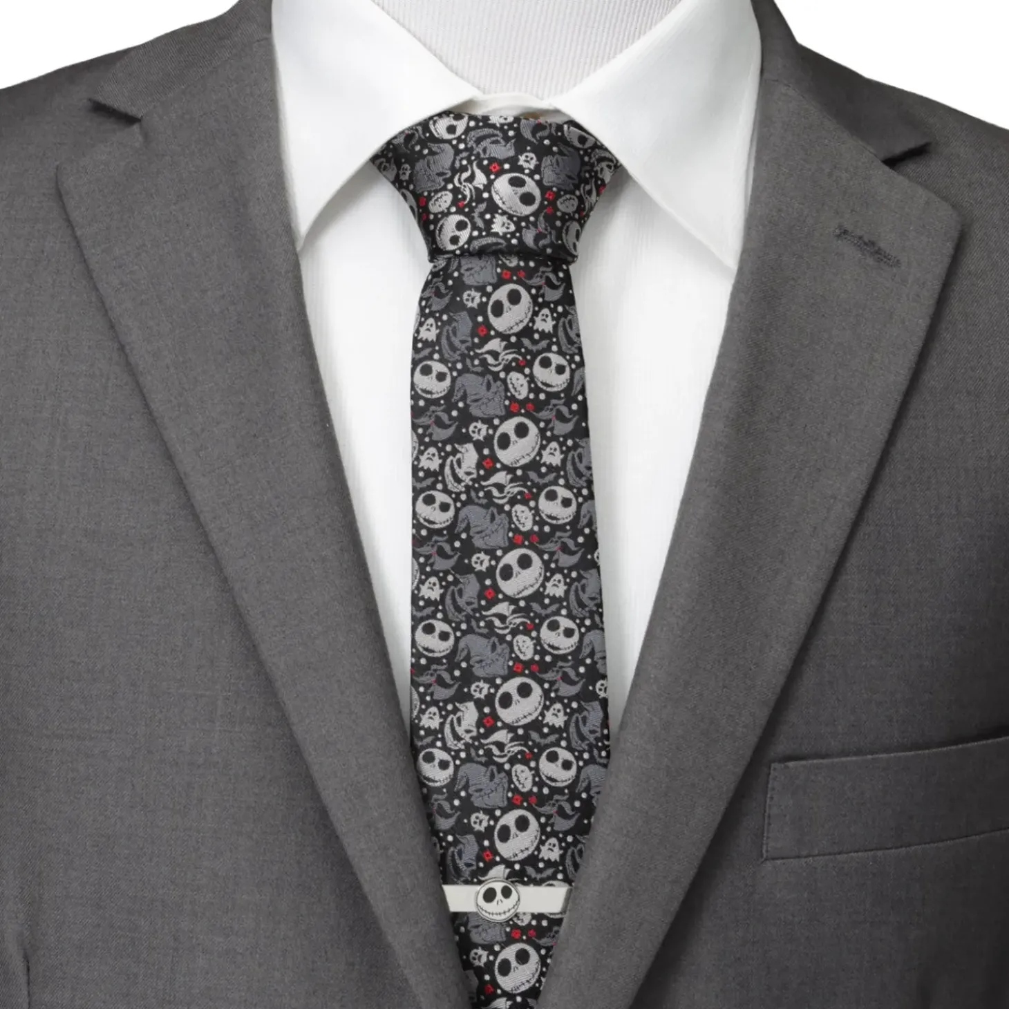 Disney Nightmare Before Christmas Black Gray Pattern Men's Tie