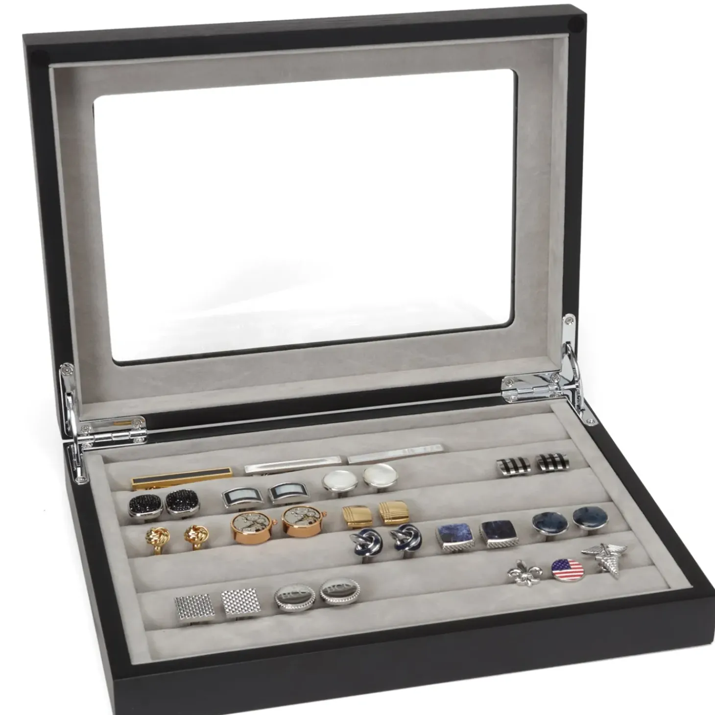 Ox and Bull Trading Co. Onyx Cufflinks Collector's Case - 36 pairs