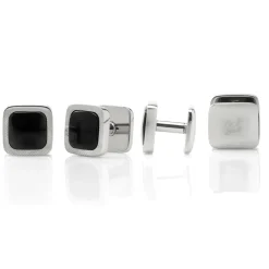 Ox and Bull Trading Co. Onyx Cushion Stainless Steel Studs