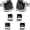 Ox and Bull Trading Co. Onyx Cushion Stainless Steel Stud Set