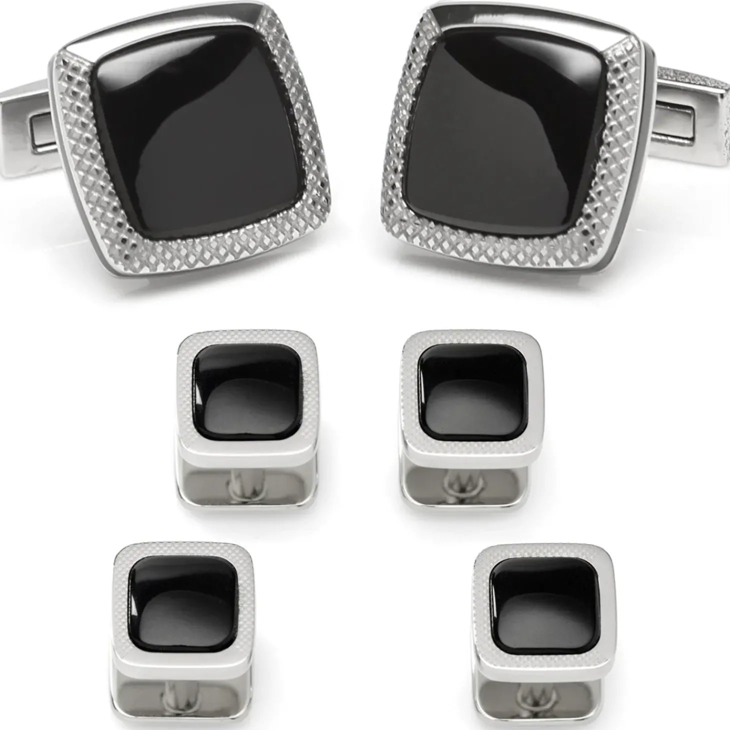 Ox and Bull Trading Co. Onyx Cushion Stainless Steel Stud Set
