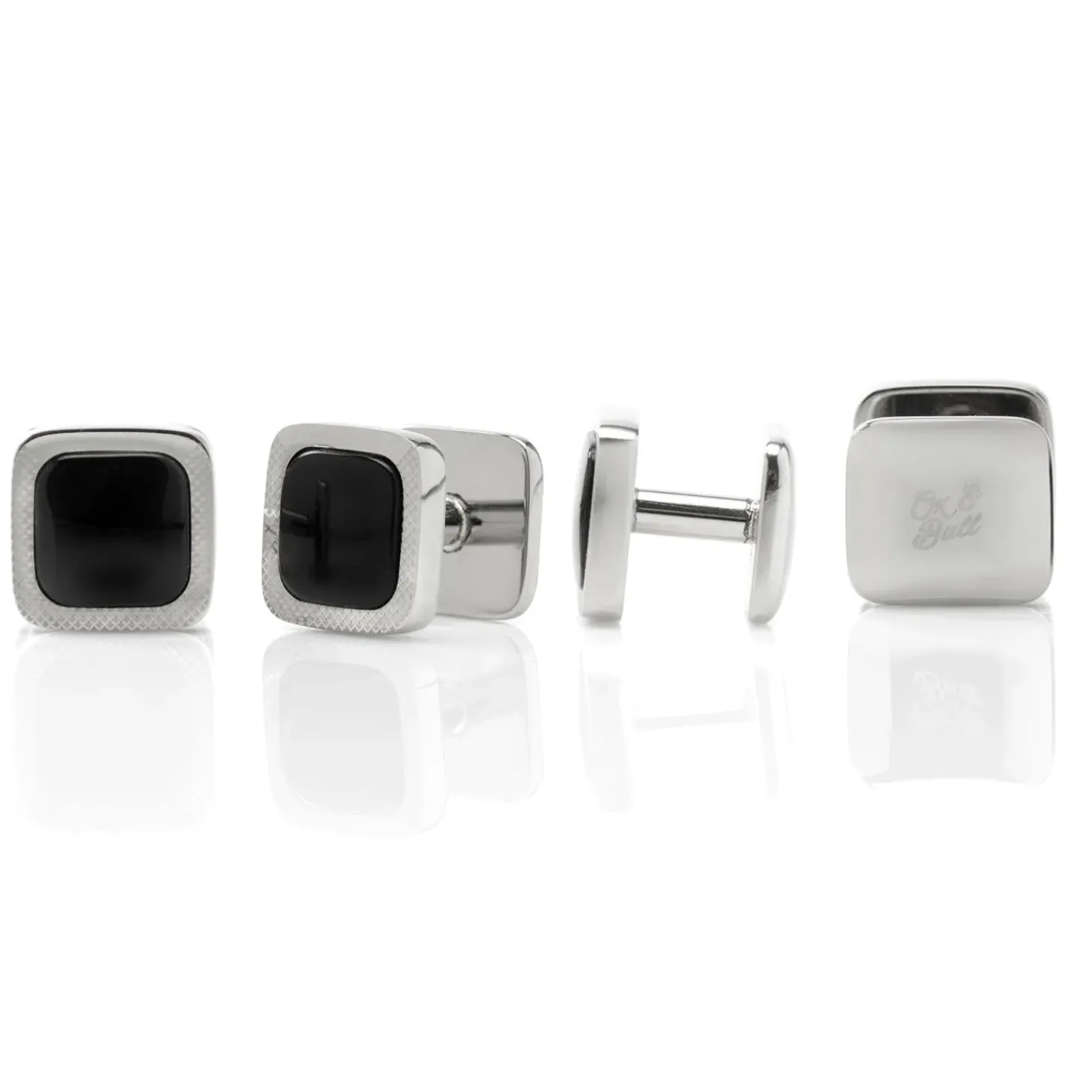 Ox and Bull Trading Co. Onyx Cushion Stainless Steel Stud Set