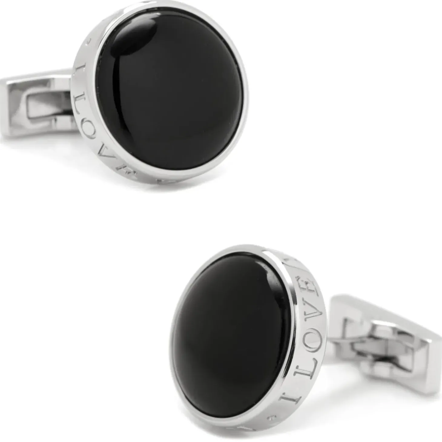 Ox and Bull Trading Co. Onyx I Love You Stainless Steel Cufflinks